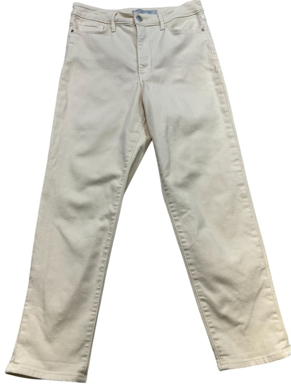 Athleta Women's Straight-Leg Denim Jeans Stretch Size 8 Ivory Light Wash Pockets